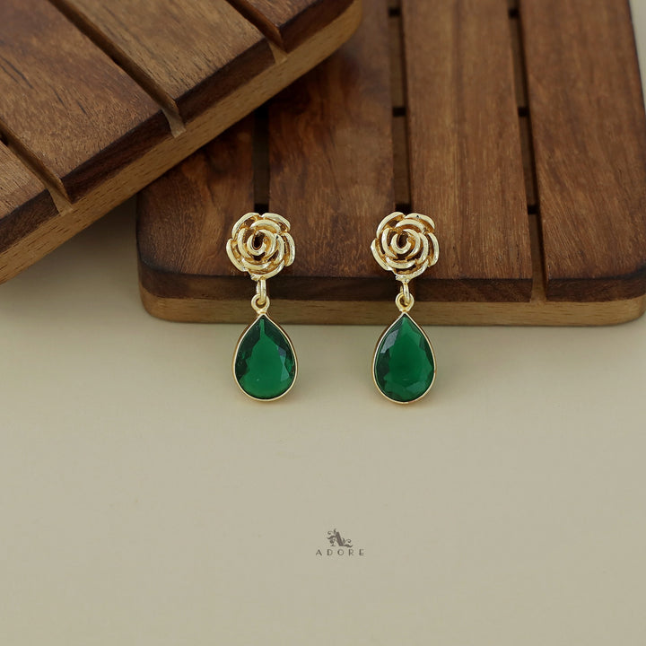 Rosette Drop Glossy Earring