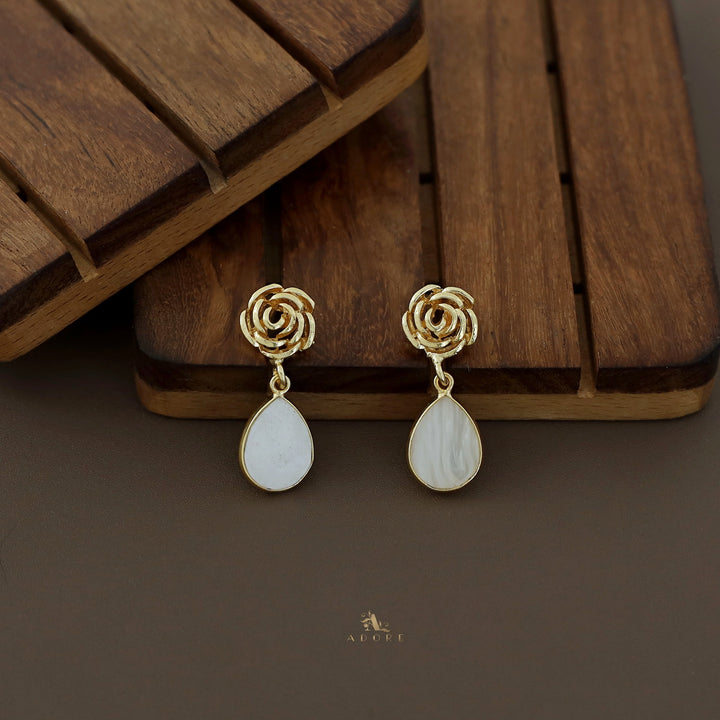 Rosette Drop Glossy Earring