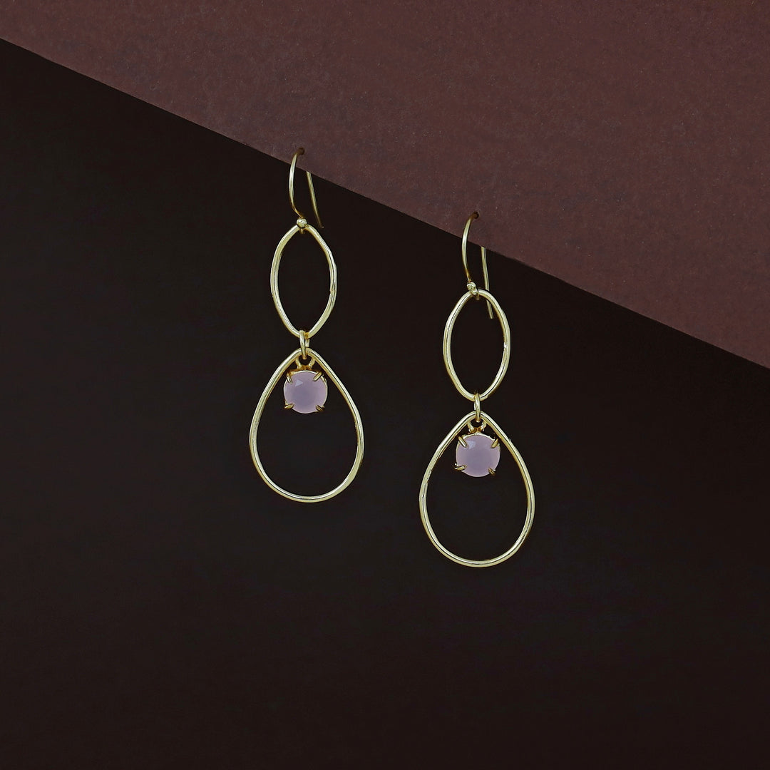 Golden Oval Glossy Stone Drop