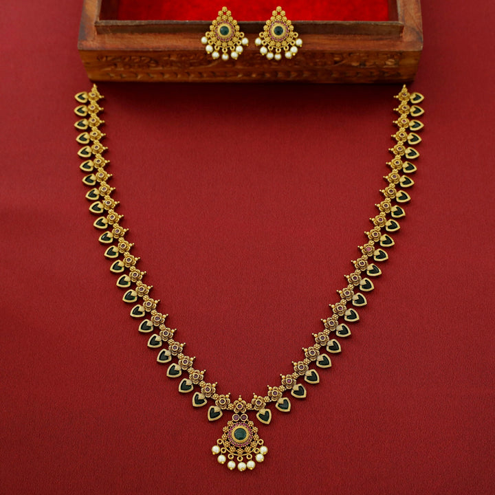 Premium Rakshini Palakka Long Neckpiece With Earring