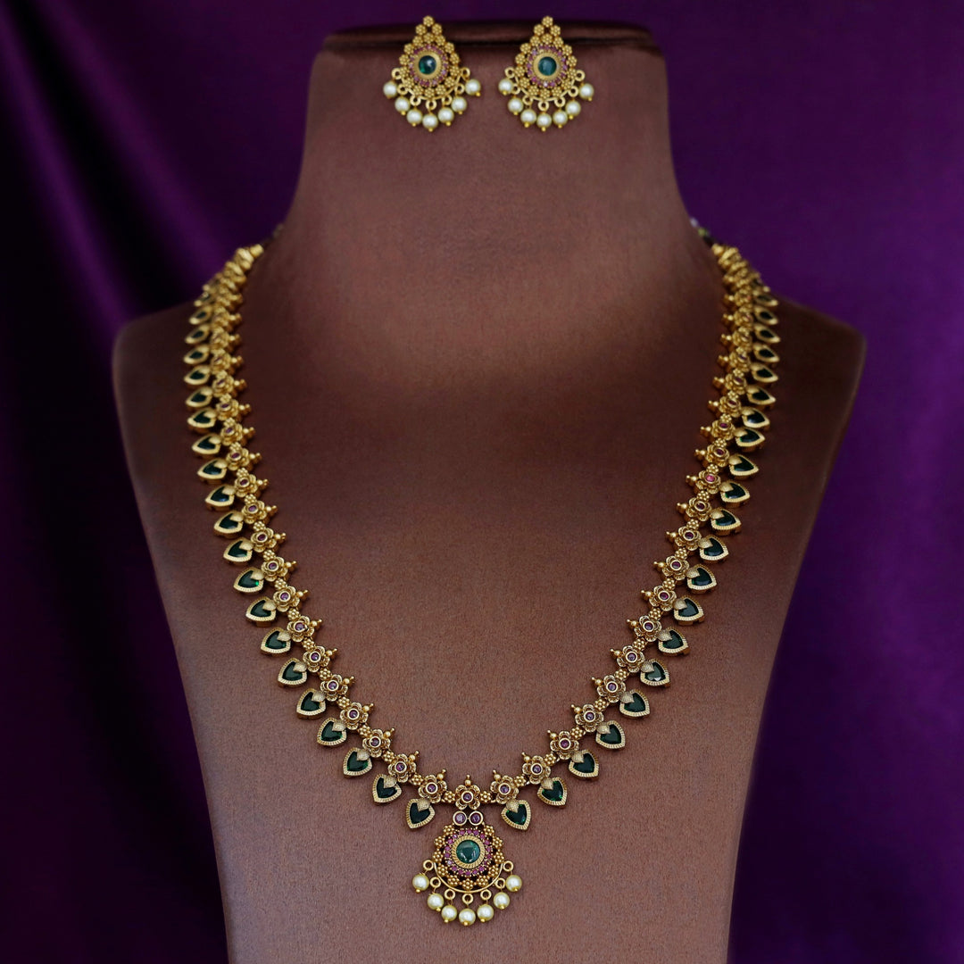 Premium Rakshini Palakka Long Neckpiece With Earring