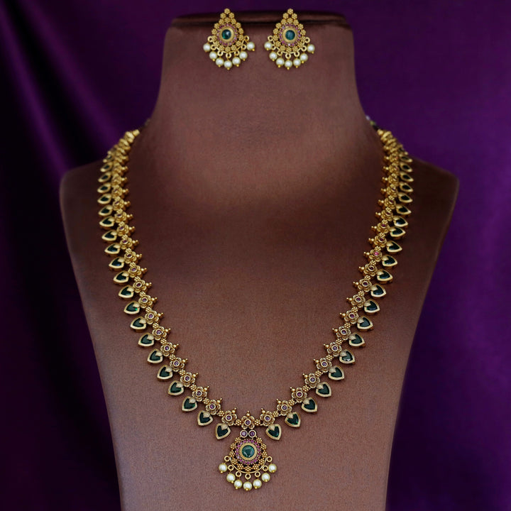 Premium Rakshini Palakka Long Neckpiece With Earring