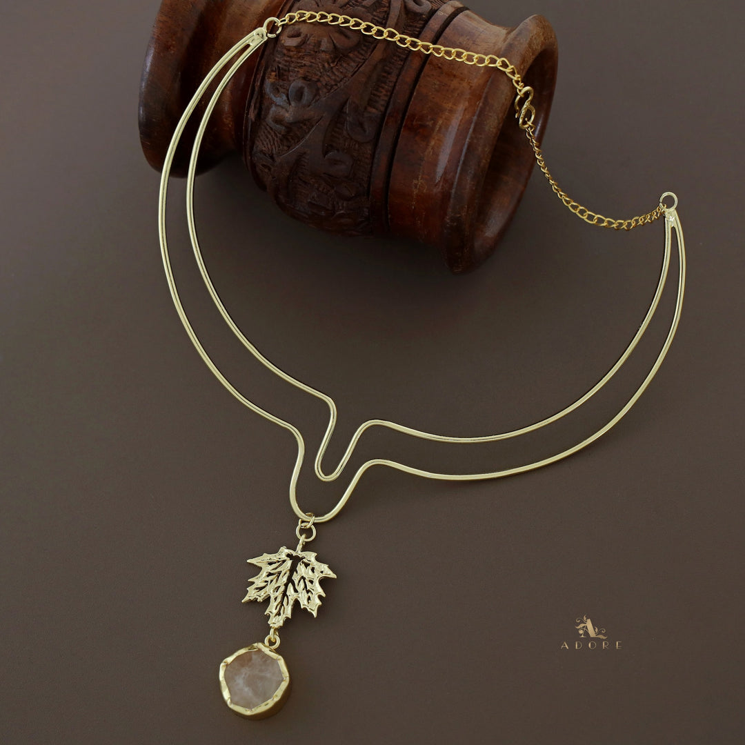 Golden Leafy Raw Stone Neckcuff