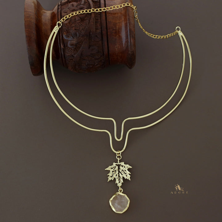 Golden Leafy Raw Stone Neckcuff