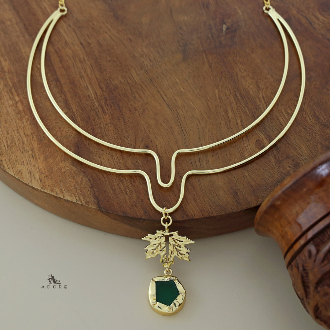 Golden Leafy Raw Stone Neckcuff