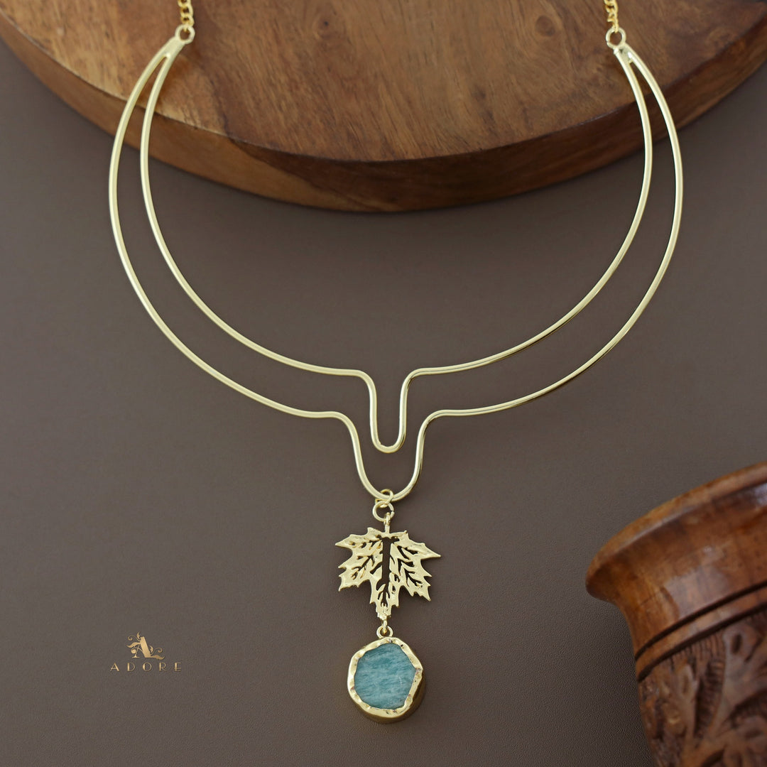 Golden Leafy Raw Stone Neckcuff