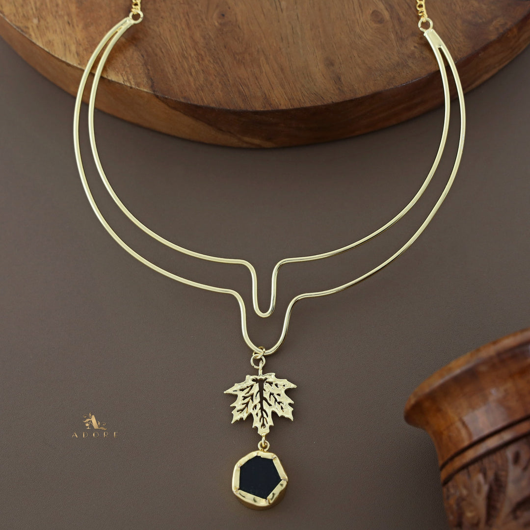 Golden Leafy Raw Stone Neckcuff