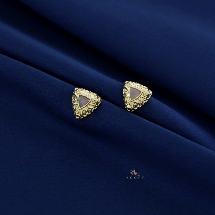 Edna Golden Triangle Glossy Stud Earring