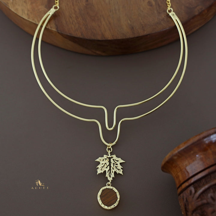 Golden Leafy Raw Stone Neckcuff