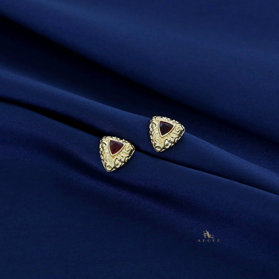 Edna Golden Triangle Glossy Stud Earring