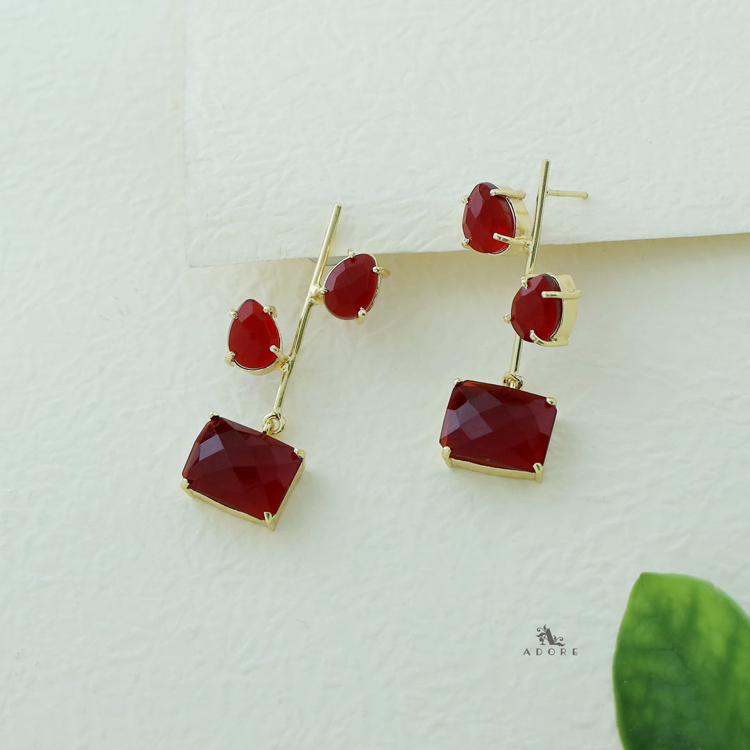 Lillian Glossy Drop + Rectangle Earring