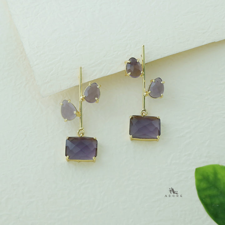 Lillian Glossy Drop + Rectangle Earring