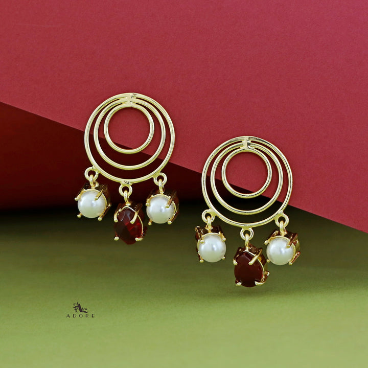 Betsy Golden Glossy Tri Circle Earring