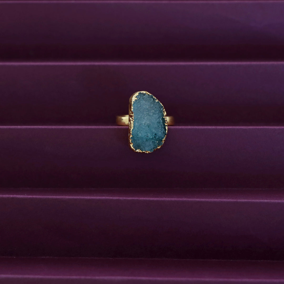 Golden Electro Plated Druzy Stone Ring