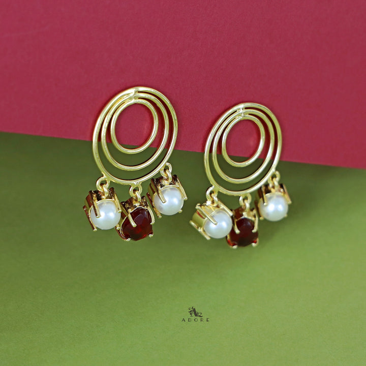 Betsy Golden Glossy Tri Circle Earring