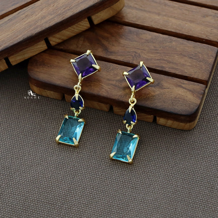 Multicolour Tri Glossy Stone Earring