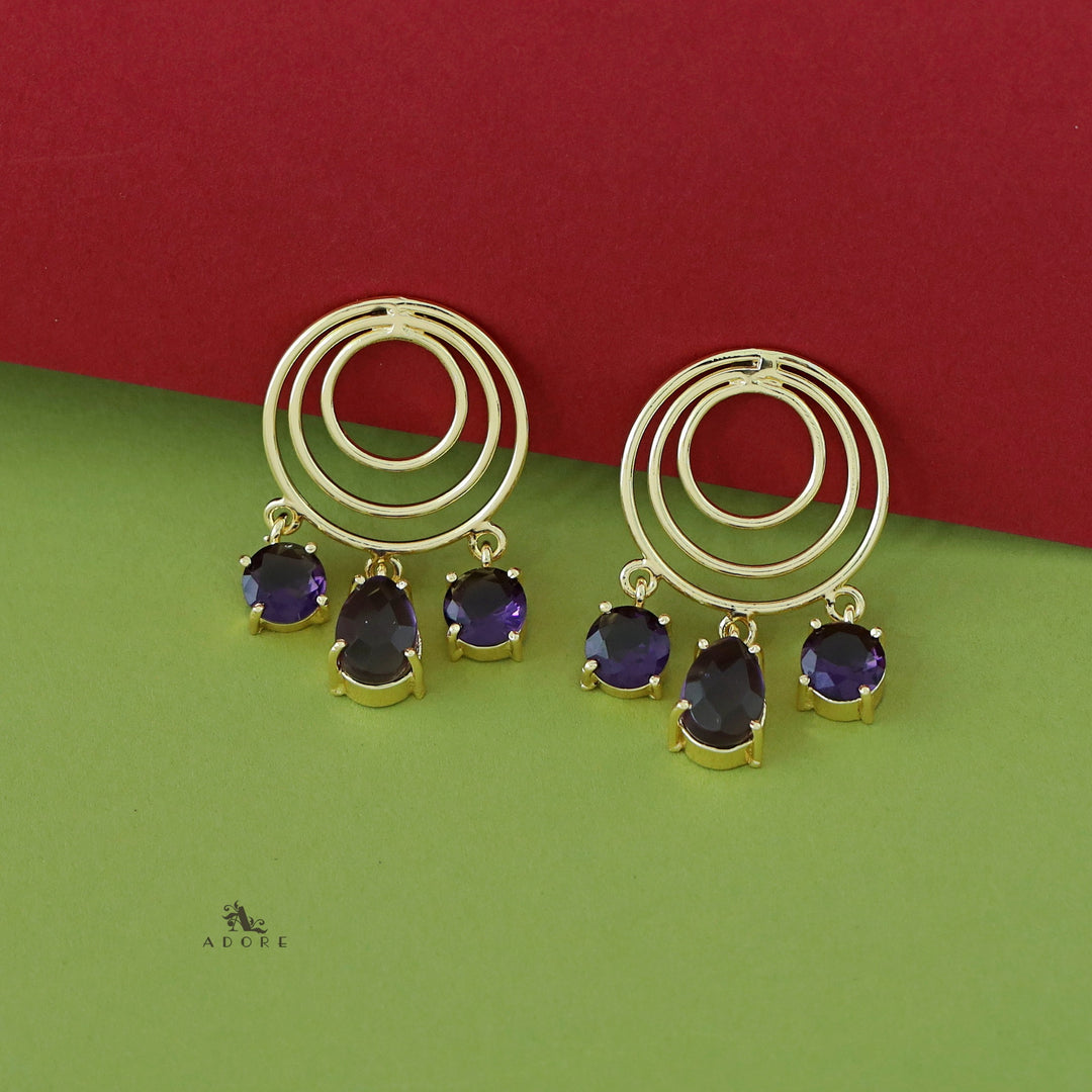 Betsy Golden Glossy Tri Circle Earring