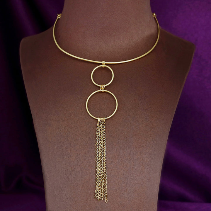 Miraya Golden Twin Circle + Chainy Neck Cuff