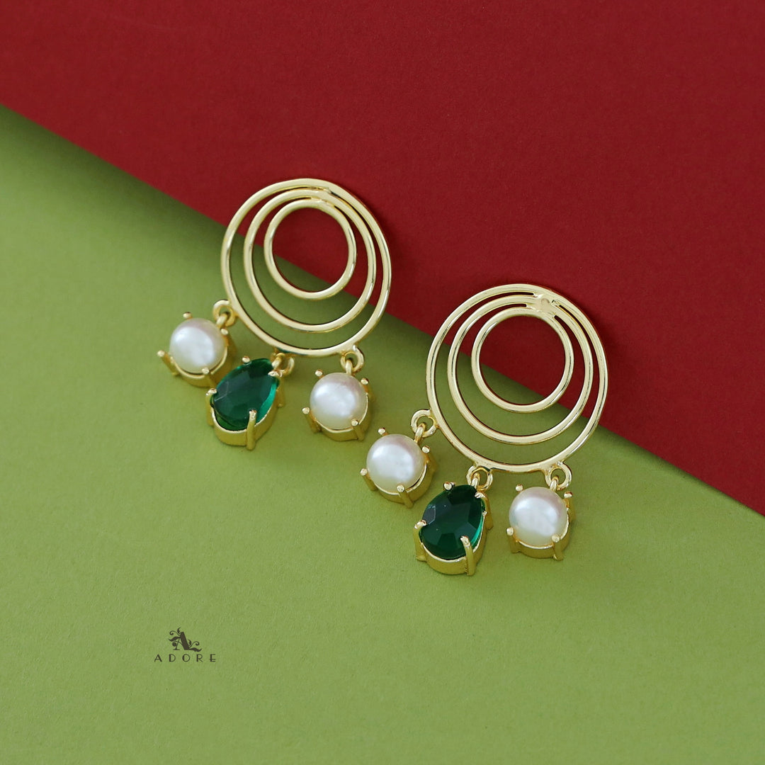 Betsy Golden Glossy Tri Circle Earring