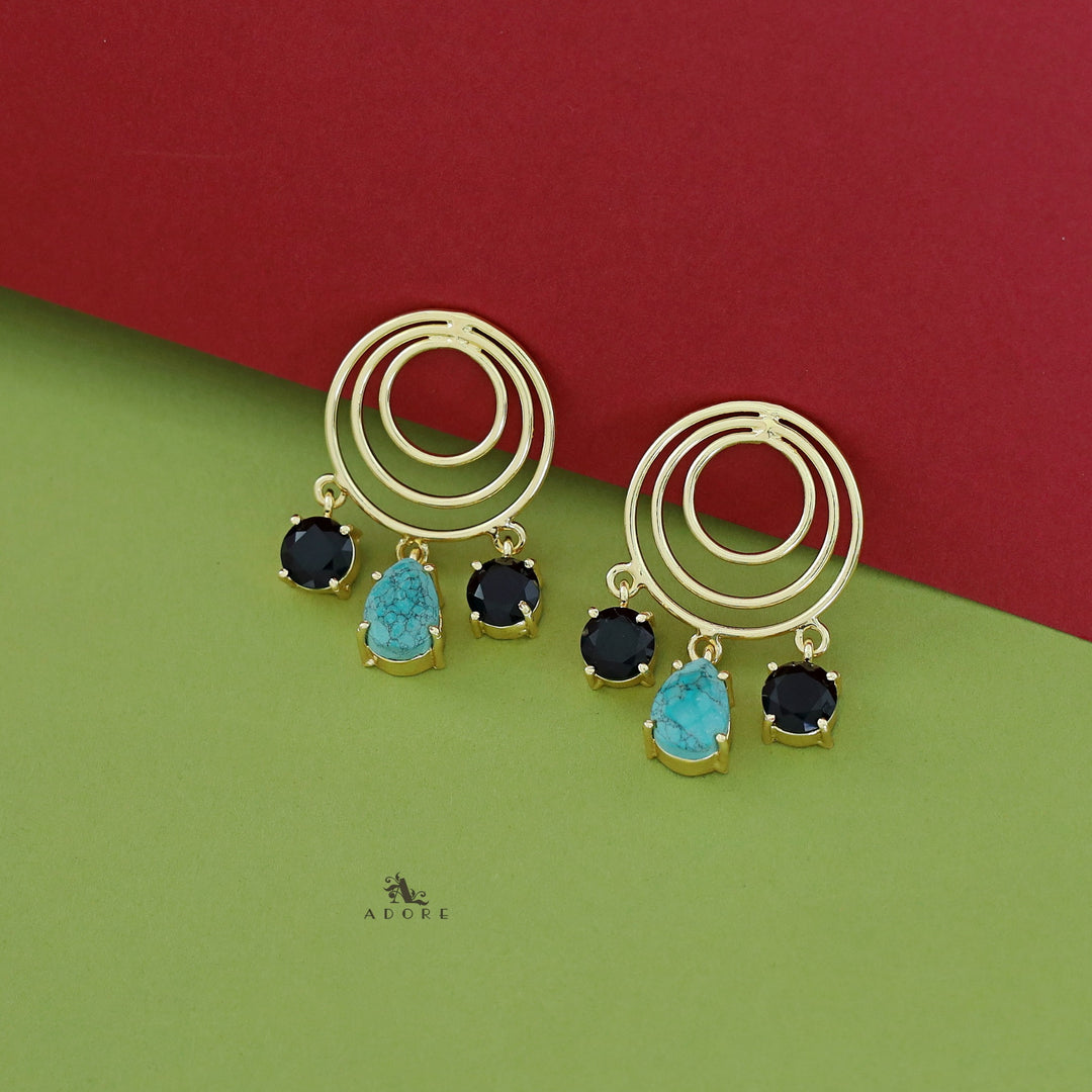 Betsy Golden Glossy Tri Circle Earring