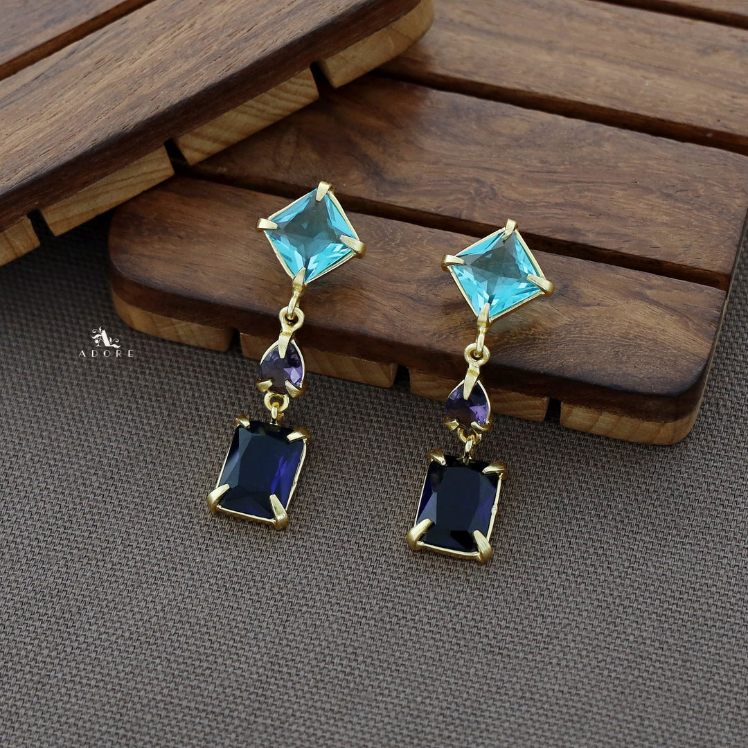 Multicolour Tri Glossy Stone Earring