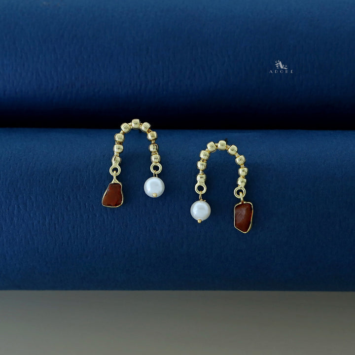 Irma Golden Pearl And Raw Stone Earring