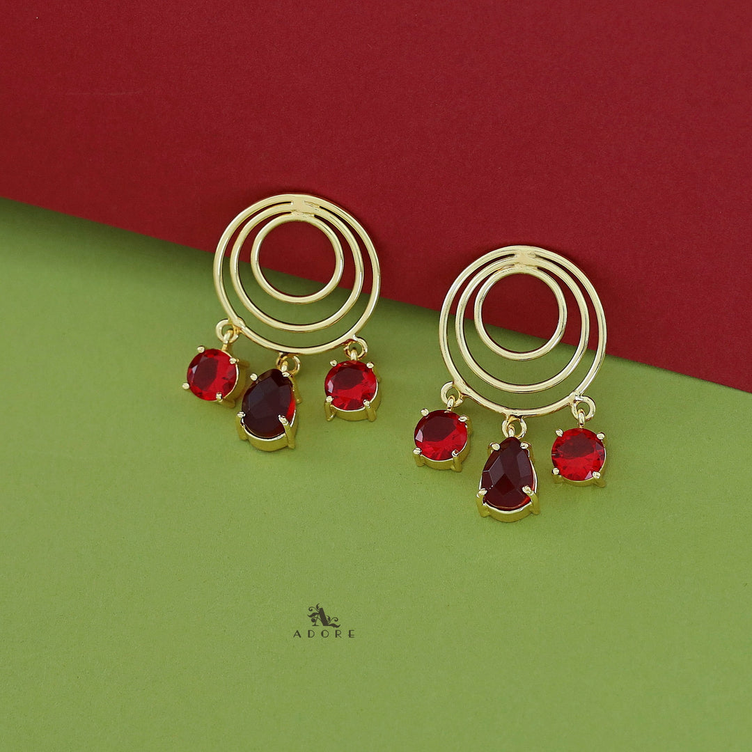 Betsy Golden Glossy Tri Circle Earring