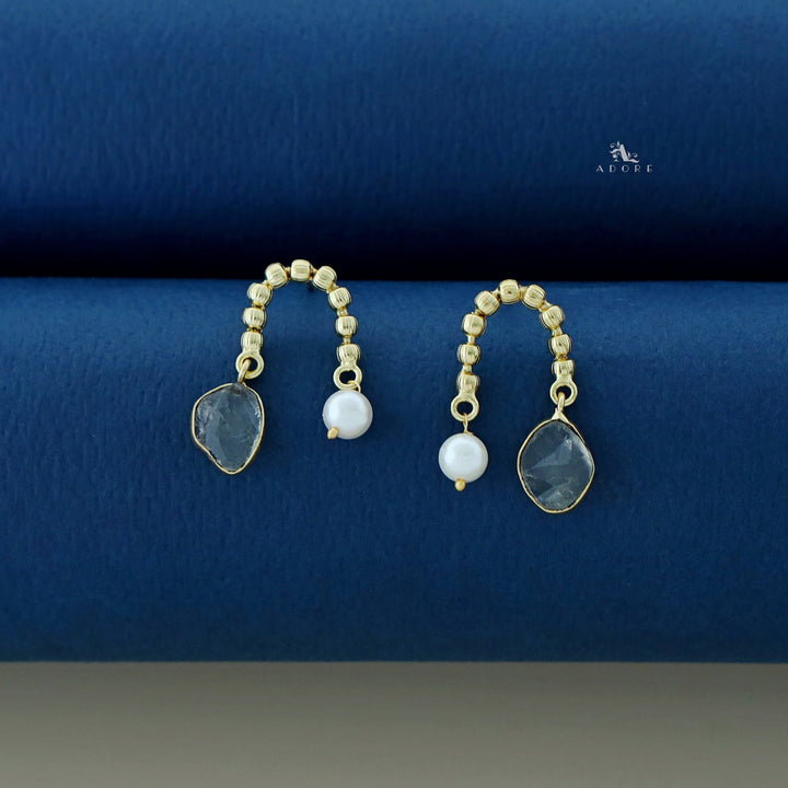 Irma Golden Pearl And Raw Stone Earring