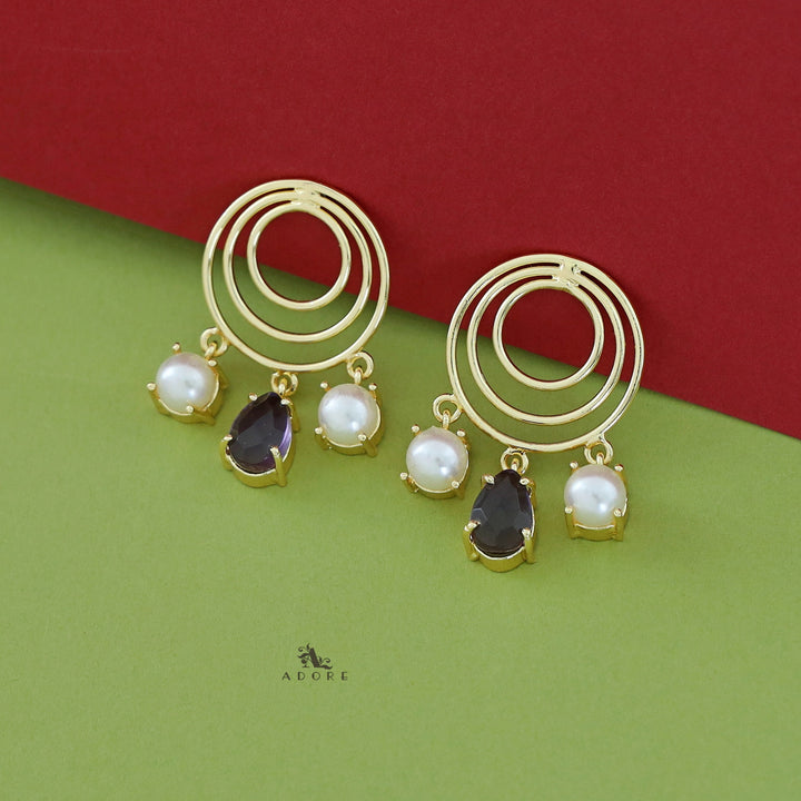 Betsy Golden Glossy Tri Circle Earring