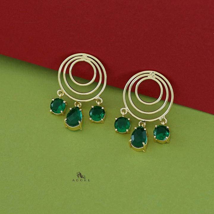 Betsy Golden Glossy Tri Circle Earring