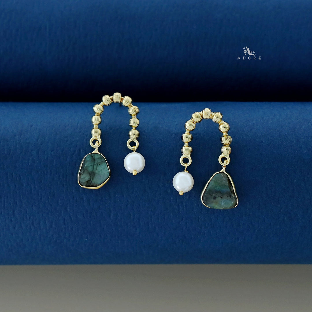 Irma Golden Pearl And Raw Stone Earring