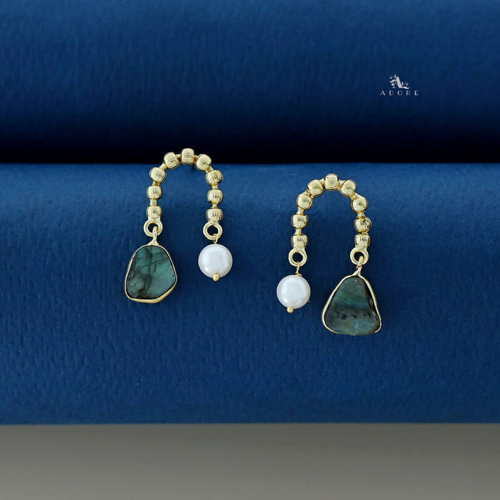 Irma Golden Pearl And Raw Stone Earring