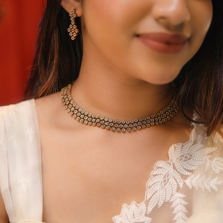 Virini AD Neckpiece With Earring