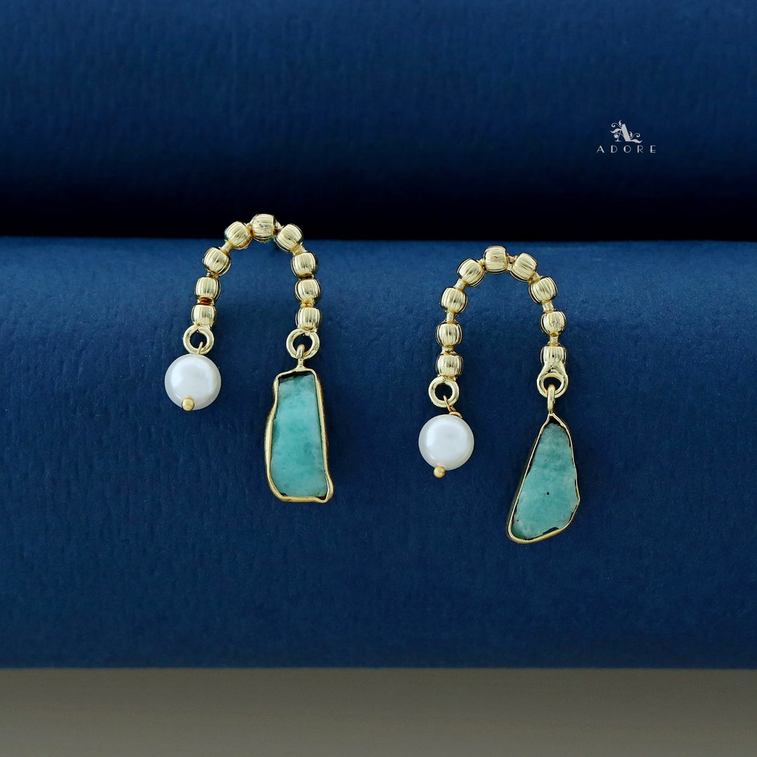 Irma Golden Pearl And Raw Stone Earring