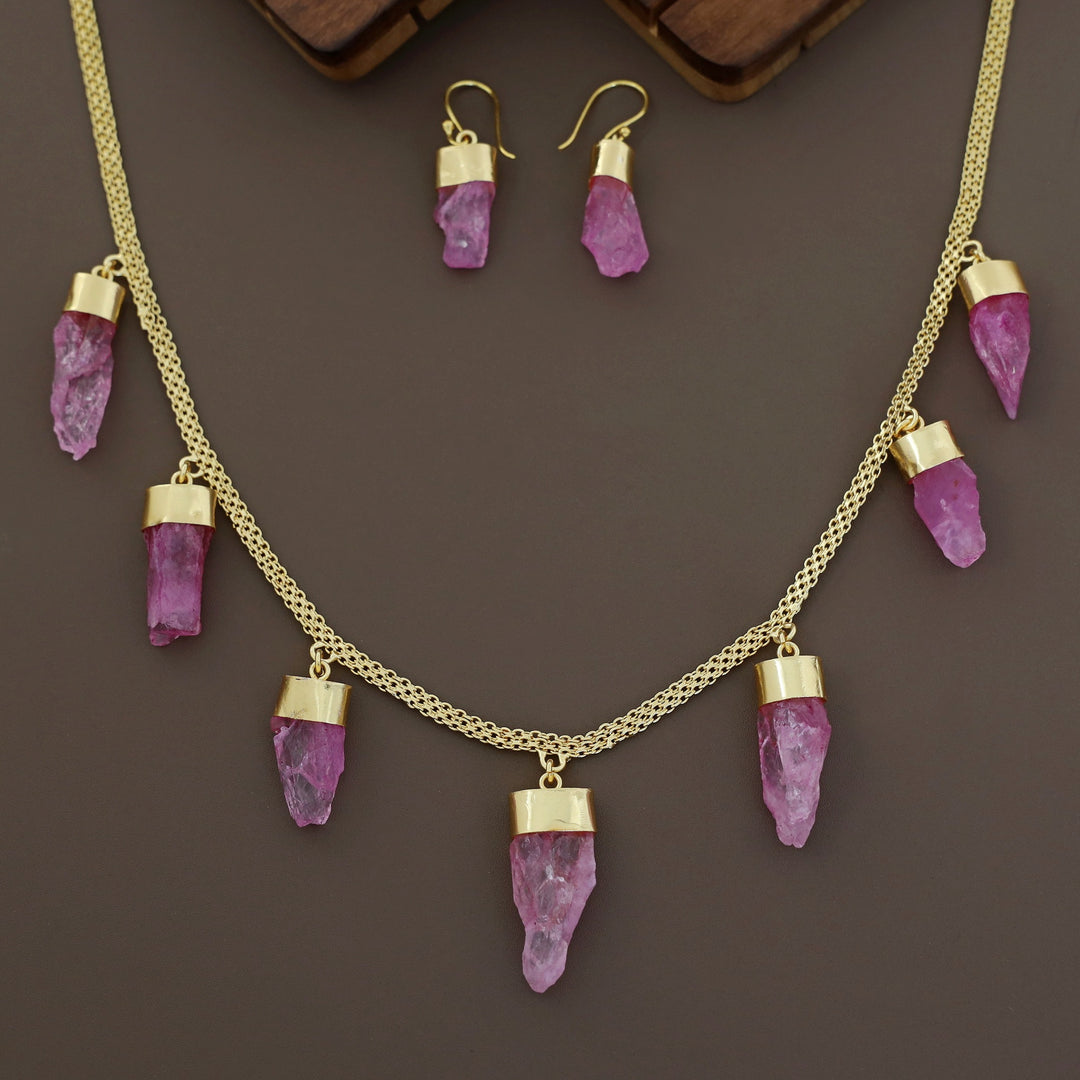 Niska Dyed Stone Neckpiece With Earring