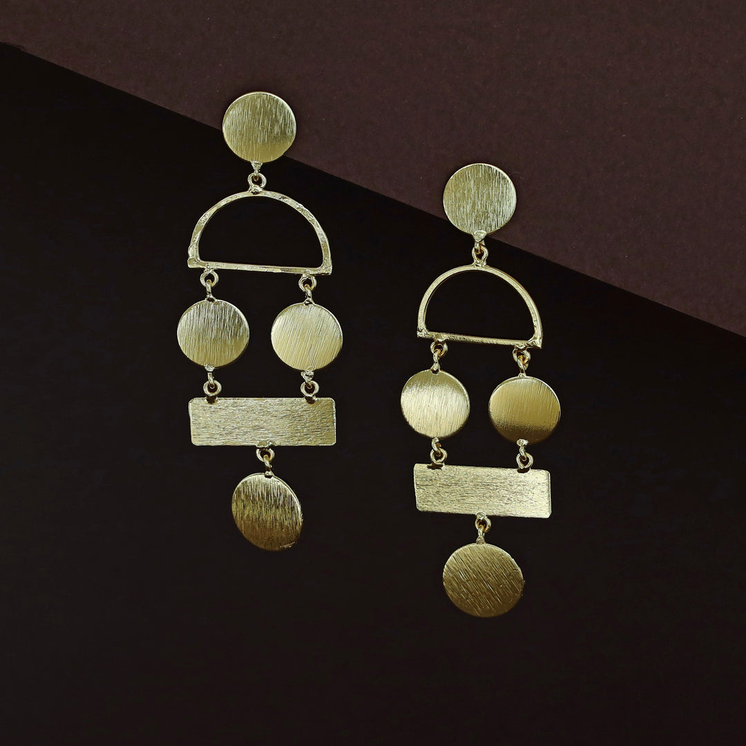 Moxie Golden Textured Geometrical Earring