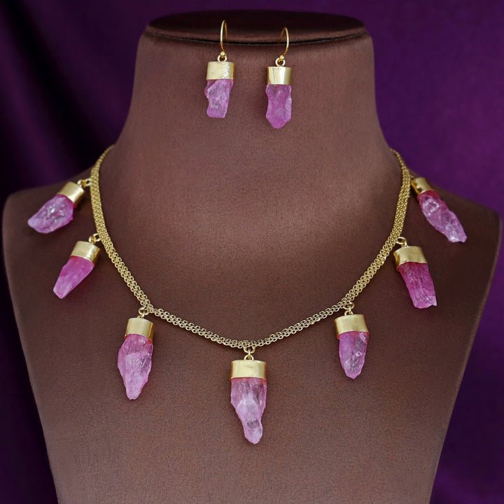 Niska Dyed Stone Neckpiece With Earring