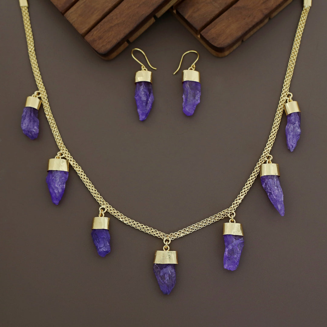 Niska Dyed Stone Neckpiece With Earring