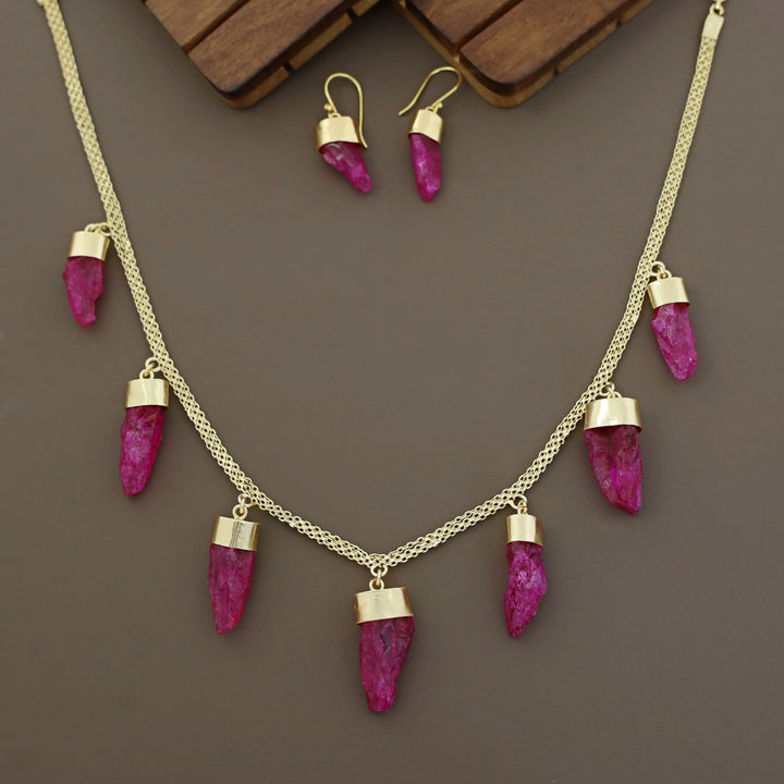 Niska Dyed Stone Neckpiece With Earring