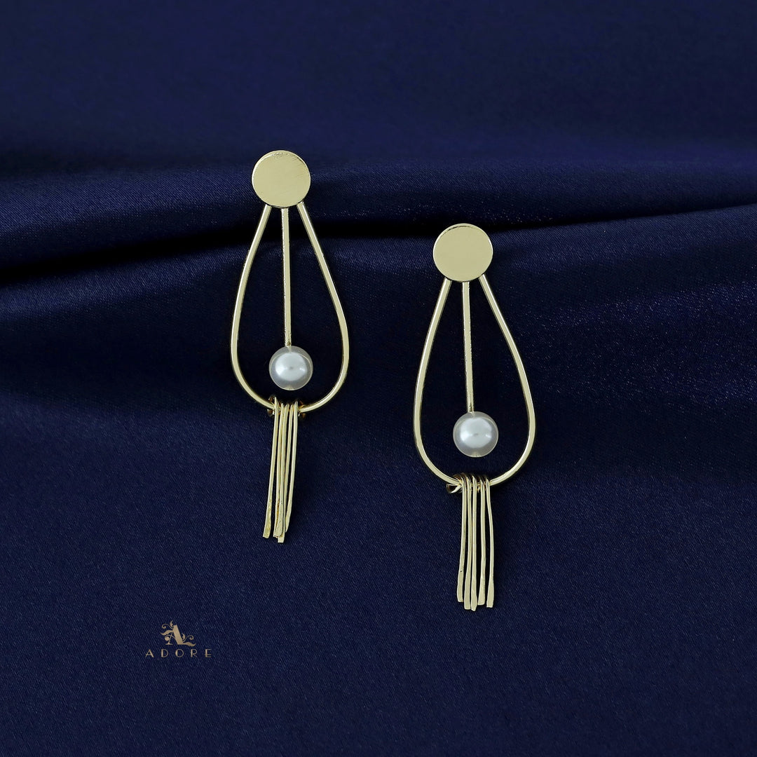 Golden Drop Pearl Fringes Earring