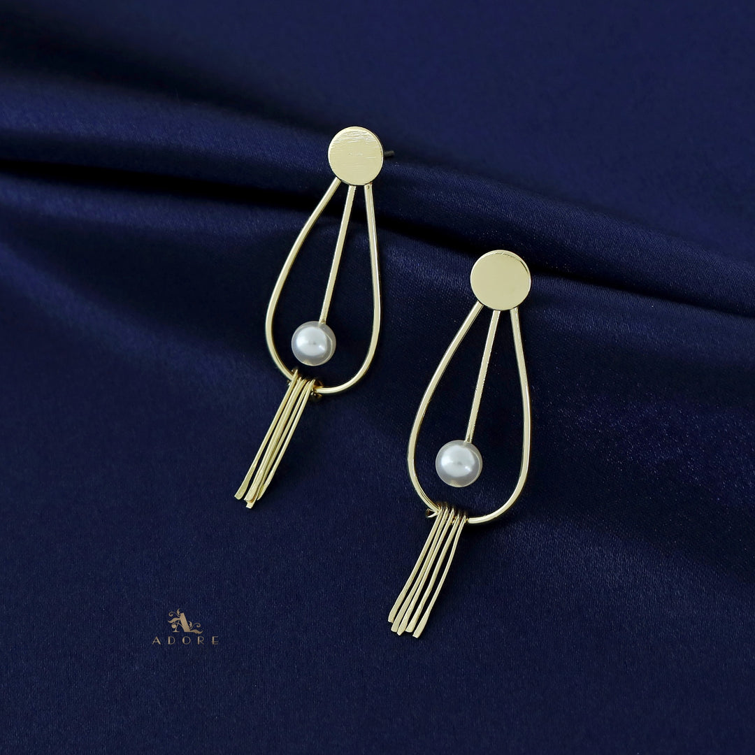 Golden Drop Pearl Fringes Earring