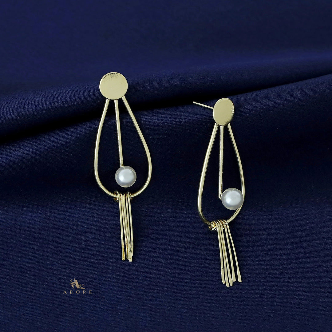 Golden Drop Pearl Fringes Earring