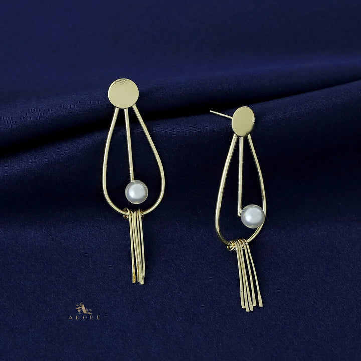 Golden Drop Pearl Fringes Earring