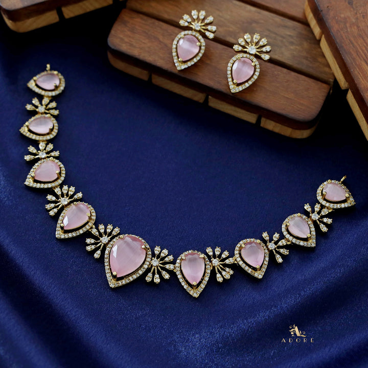 Akshi AD Stone + Glossy Drop Neckpiece With Earring