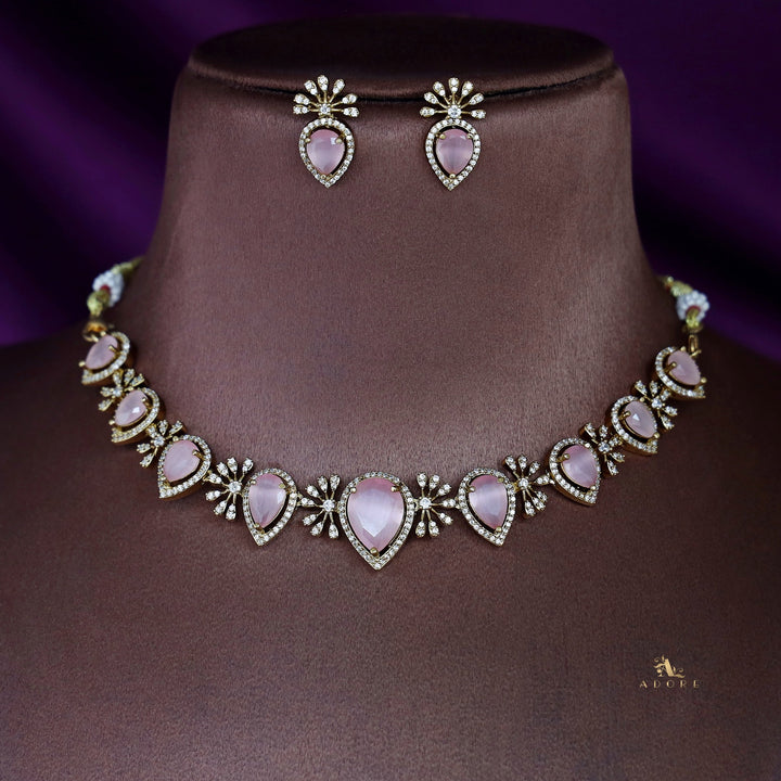 Akshi AD Stone + Glossy Drop Neckpiece With Earring