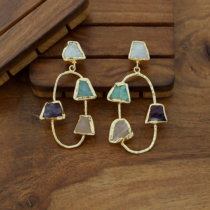 Belisha Multicolour Raw Stone Earring