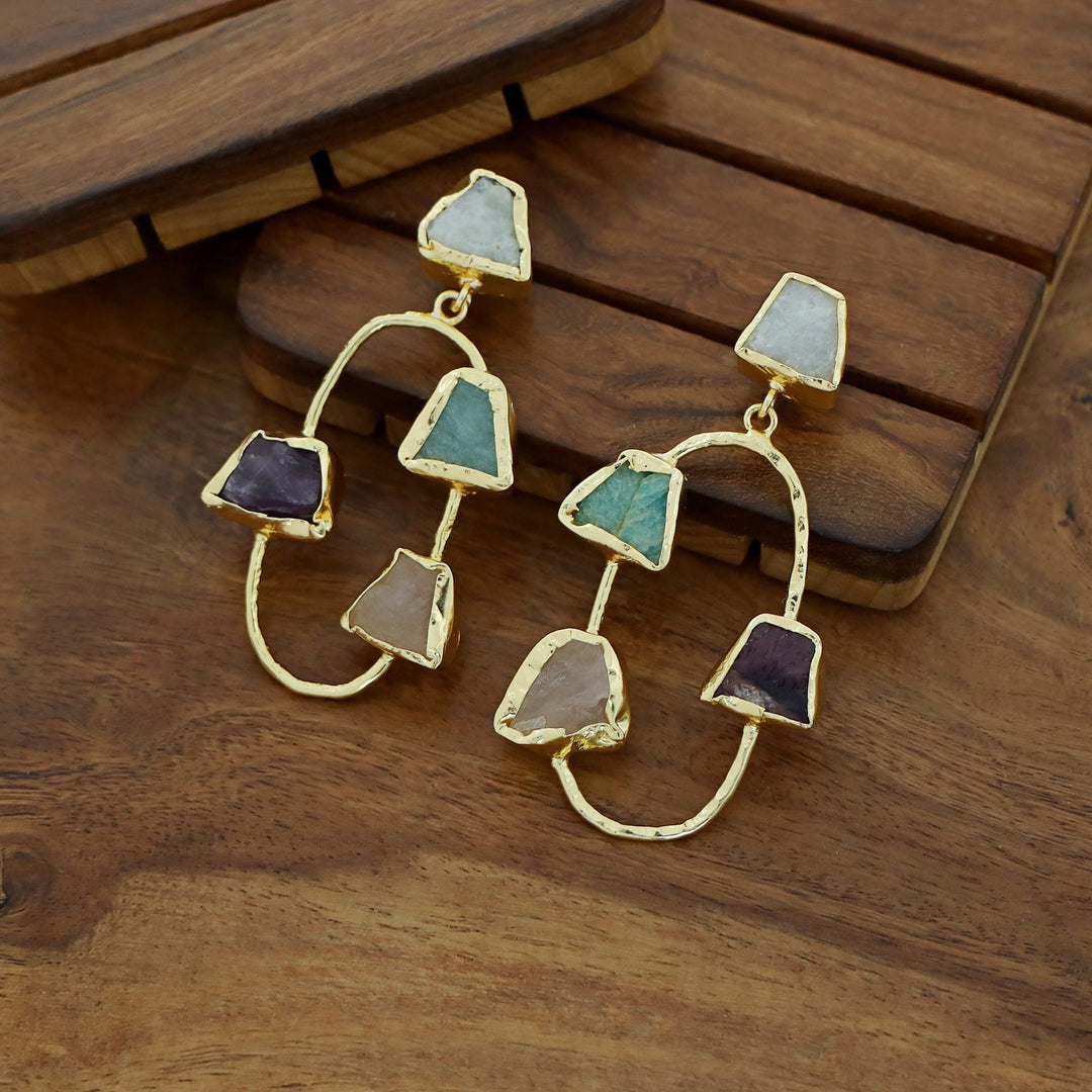 Belisha Multicolour Raw Stone Earring