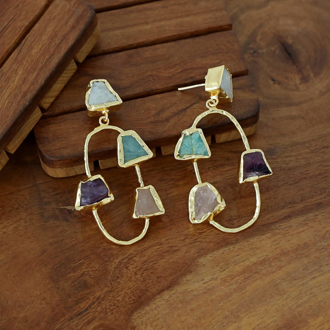 Belisha Multicolour Raw Stone Earring