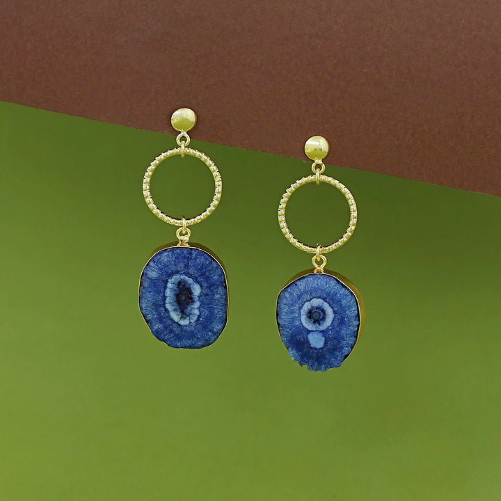 Golden Circle + Agate Stone Earring