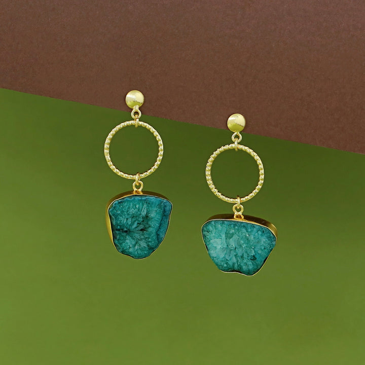 Golden Circle + Agate Stone Earring